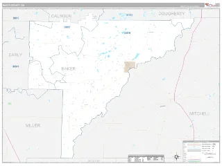Baker County, GA Classic style ZIP Code wall map