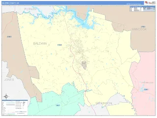 Baldwin County, GA ColorCast style ZIP Code wall map