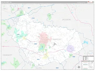 Barrow County, GA Classic style ZIP Code wall map