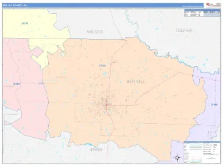 Ben Hill County, GA ColorCast style ZIP Code wall map