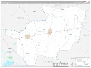 Brantley County, GA Classic style ZIP Code wall map