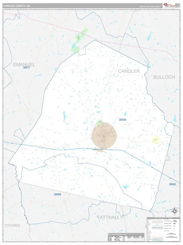 Candler County, GA ZIP Code Wall Map, Classic style