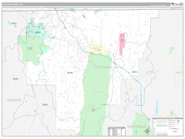 Catoosa County, GA ZIP Code Wall Map, Classic style