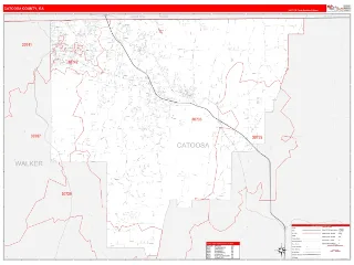 Catoosa County, GA RedLine style ZIP Code wall map