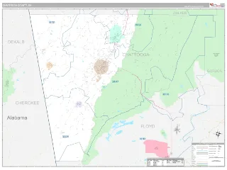 Chattooga County, GA Classic style ZIP Code wall map