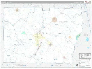 Colquitt County, GA Classic style ZIP Code wall map