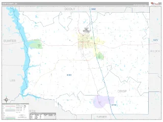 Crisp County, GA Classic style ZIP Code wall map