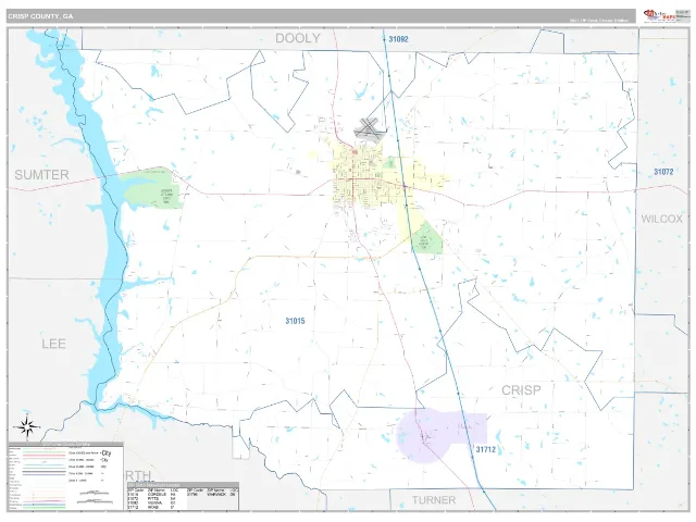 Crisp County, GA ZIP Code Wall Map, Classic style