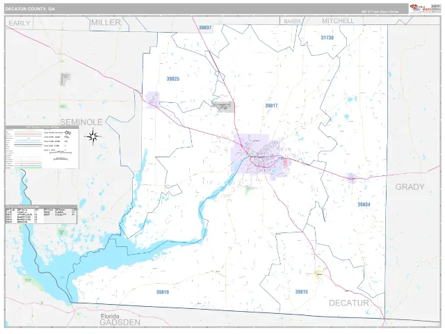 Decatur County, GA ZIP Code Wall Map, Classic style