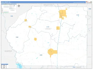 Dooly County, GA Business Reference style ZIP Code wall map