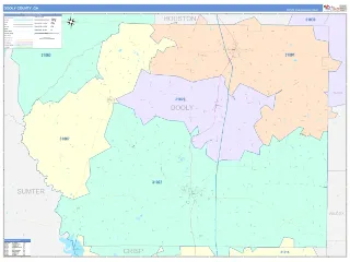 Dooly County, GA ColorCast style ZIP Code wall map
