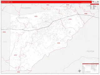 Douglas County, GA RedLine style ZIP Code wall map