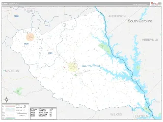 Elbert County, GA Classic style ZIP Code wall map