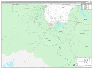 Fannin County, GA Classic style ZIP Code wall map