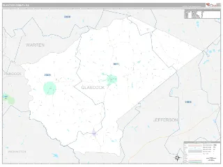 Glascock County, GA Classic style ZIP Code wall map