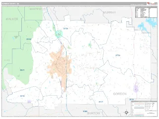 Gordon County, GA Classic style ZIP Code wall map