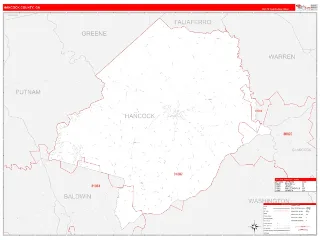 Hancock County, GA RedLine style ZIP Code wall map