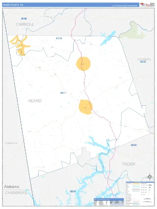 Heard County, GA Business Reference style ZIP Code wall map