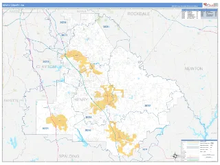 Henry County, GA Business Reference style ZIP Code wall map
