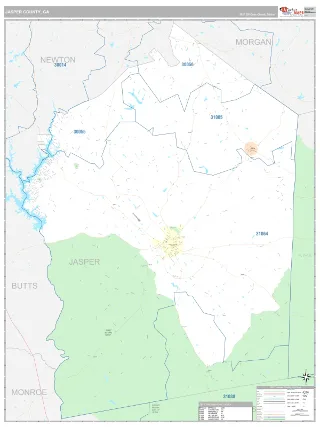Jasper County, GA Classic style ZIP Code wall map