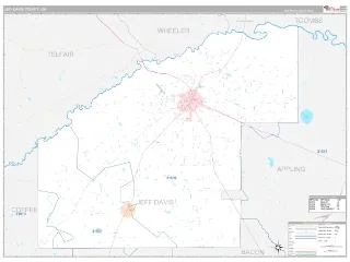 Jeff Davis County, GA Classic style ZIP Code wall map