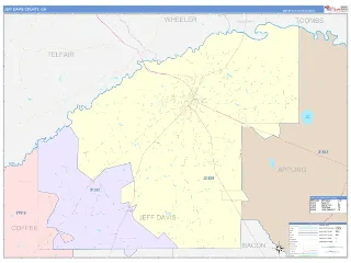 Jeff Davis County, GA ColorCast style ZIP Code wall map
