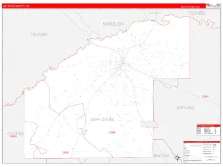 Jeff Davis County, GA RedLine style ZIP Code wall map