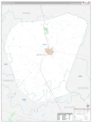 Jenkins County, GA Classic style ZIP Code wall map