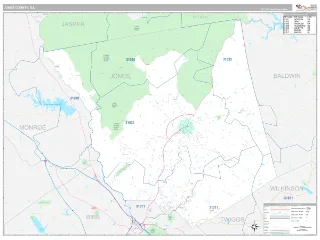 Jones County, GA Classic style ZIP Code wall map