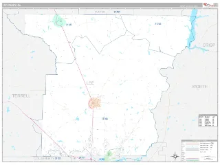 Lee County, GA Classic style ZIP Code wall map