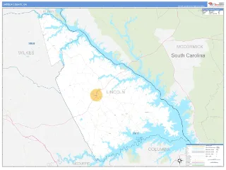 Lincoln County, GA Business Reference style ZIP Code wall map