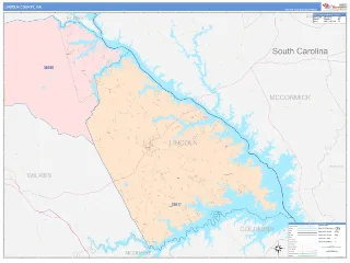Lincoln County, GA ColorCast style ZIP Code wall map