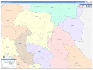 Madison County, GA ColorCast style ZIP Code wall map