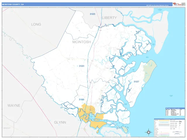 McIntosh County, GA ZIP Code Wall Map, Business Reference style