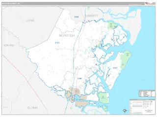 McIntosh County, GA Classic style ZIP Code wall map