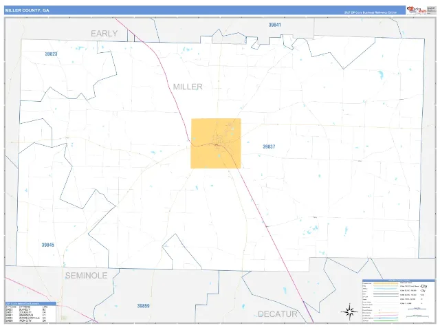 Miller County, GA ZIP Code Wall Map, Business Reference style