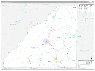 Mitchell County, GA Classic style ZIP Code wall map