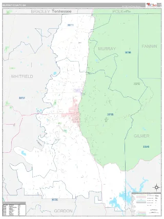 Murray County, GA Classic style ZIP Code wall map