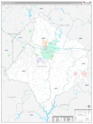 Newton County, GA Classic style ZIP Code wall map