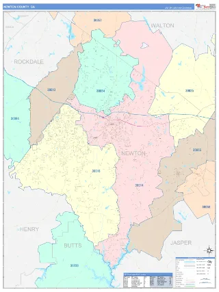 Newton County, GA ColorCast style ZIP Code wall map