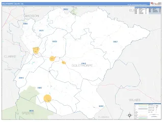Oglethorpe County, GA Business Reference style ZIP Code wall map