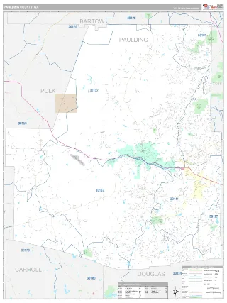 Paulding County, GA Classic style ZIP Code wall map