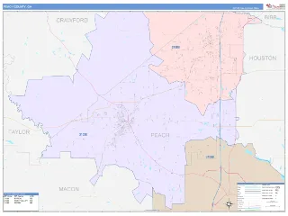 Peach County, GA ColorCast style ZIP Code wall map