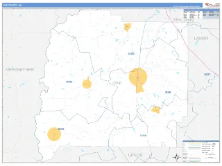 Pike County, GA Business Reference style ZIP Code wall map