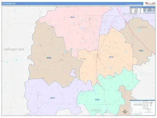 Pike County, GA ColorCast style ZIP Code wall map