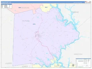 Putnam County, GA ColorCast style ZIP Code wall map