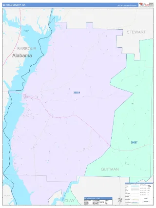 Quitman County, GA ColorCast style ZIP Code wall map