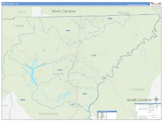 Rabun County, GA Business Reference style ZIP Code wall map