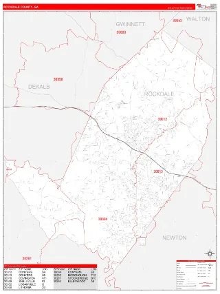 Rockdale County, GA RedLine style ZIP Code wall map