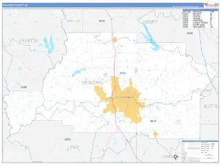 Spalding County, GA Business Reference style ZIP Code wall map